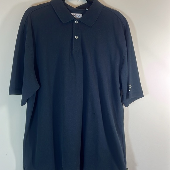 Callaway Black Polo Golf Shirt with White Logo on   Sleeve and Back - Picture 6 of 10